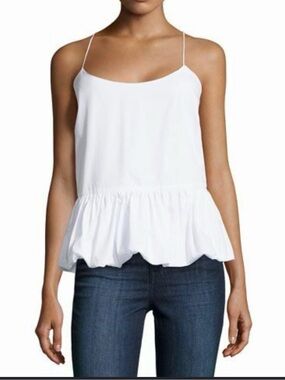 Cotton Women's White Peplum Spaghetti Strap Camisole top